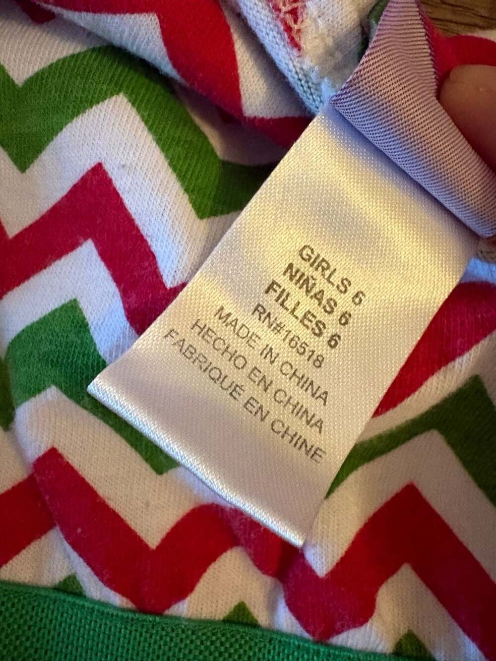 Dollie & Me Girls Red and Green Chevron Long Sleeve Tulle Holiday Dress Size 6 - Picture 3 of 4